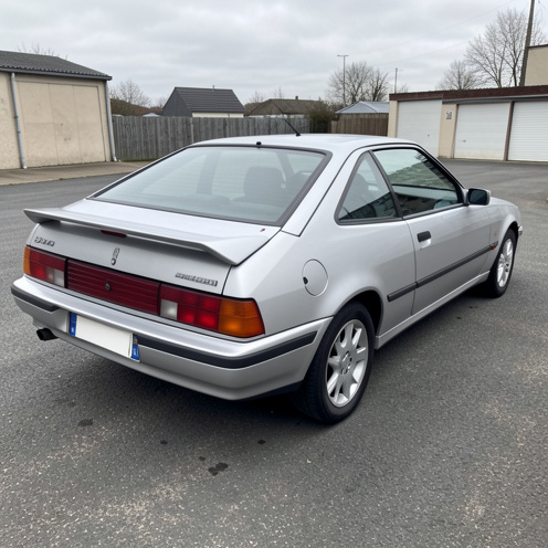 Vue arrière trois quarts d’un coupé Peugeot 406 argenté équipé d’un becquet arrière discret, avec un alignement précis sur le coffre.